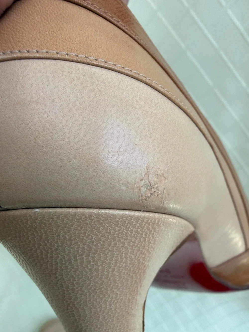 Vintage Christian Louboutin Two-Tone Tan and Cream Leather Pumps with Dust Bag